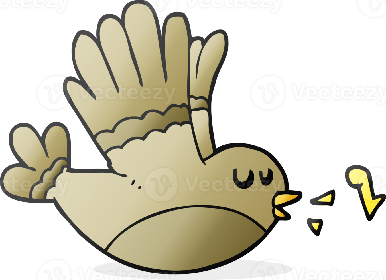 hand drawn cartoon singing bird png