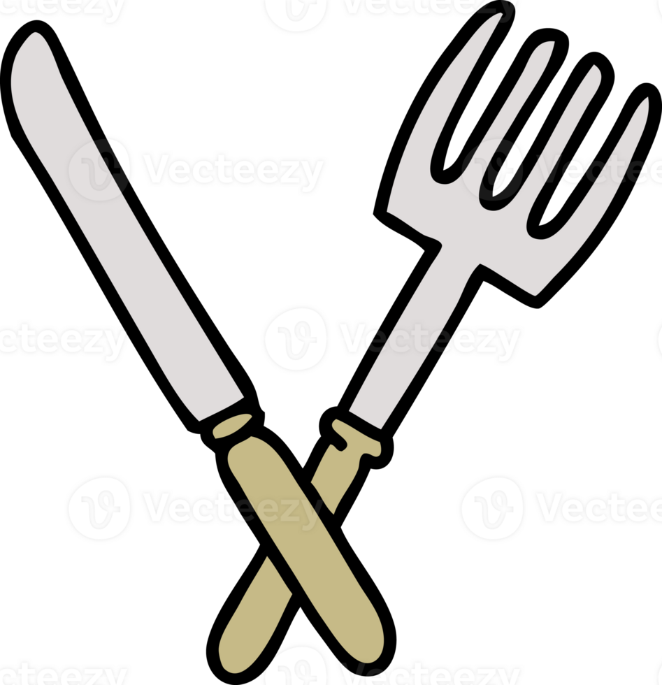 cartoon of a knife and fork png