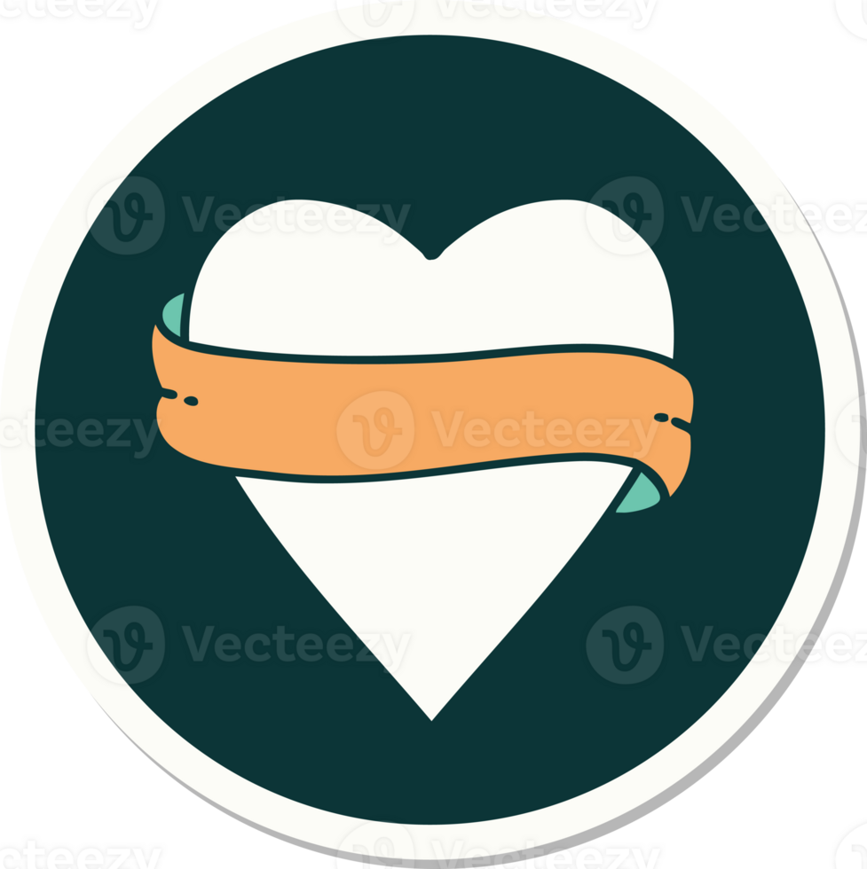 sticker of tattoo in traditional style of a heart and banner png