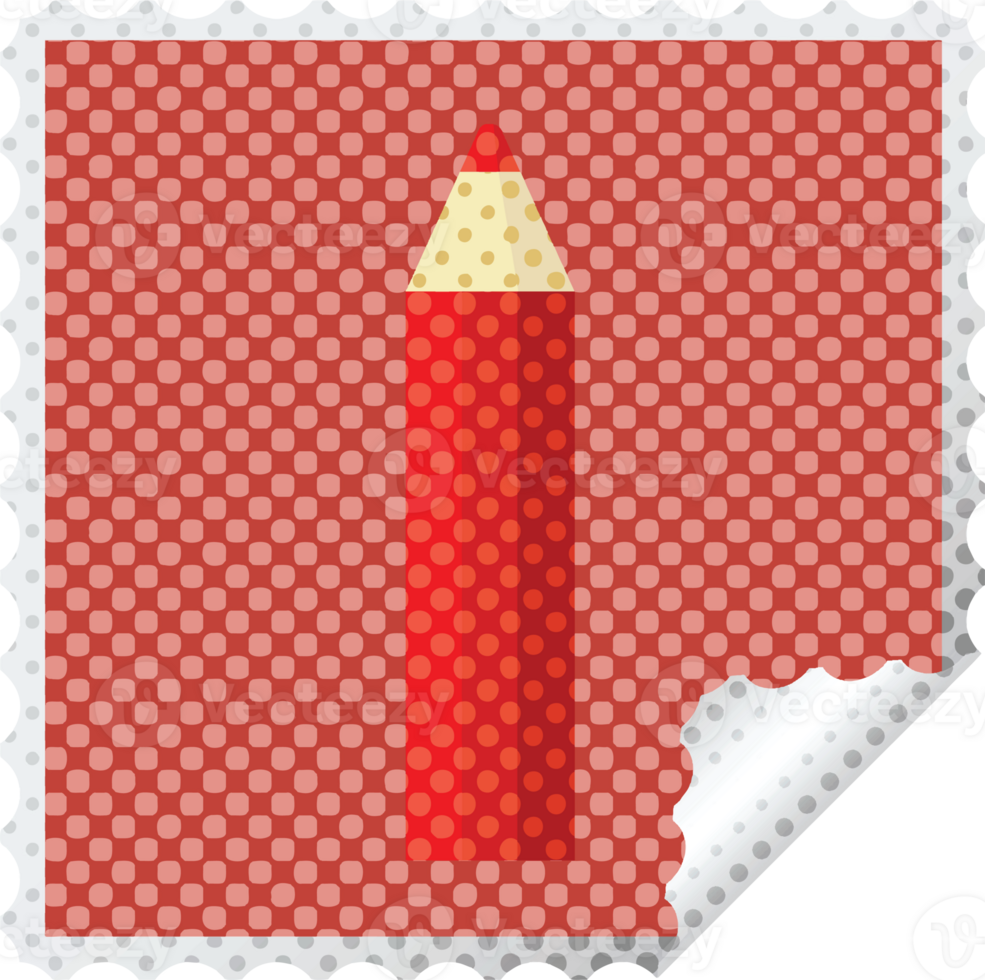 red coloring pencil graphic square sticker stamp png
