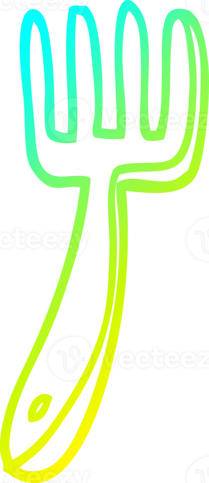 cold gradient line drawing of a cartoon fork png