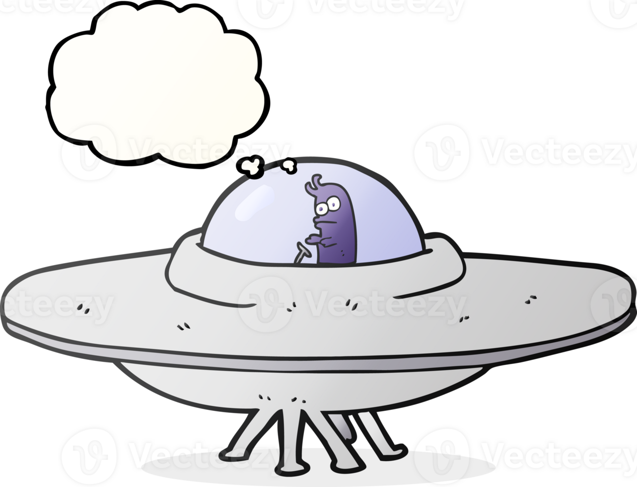 hand drawn thought bubble cartoon flying saucer png