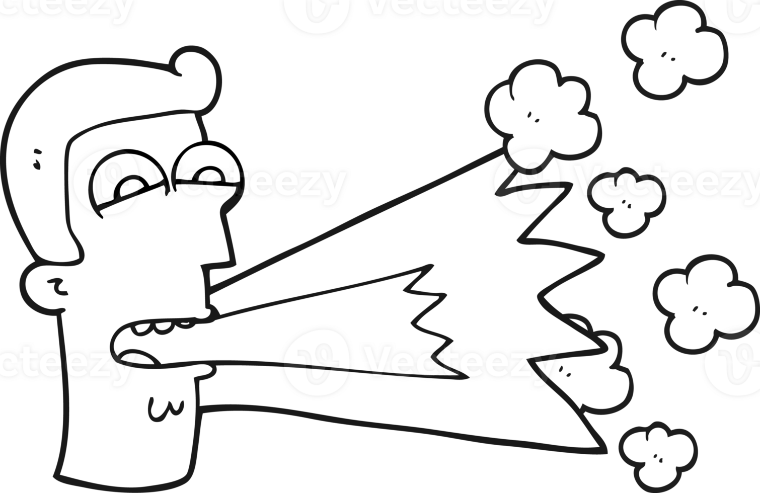 hand drawn black and white cartoon shouting man png
