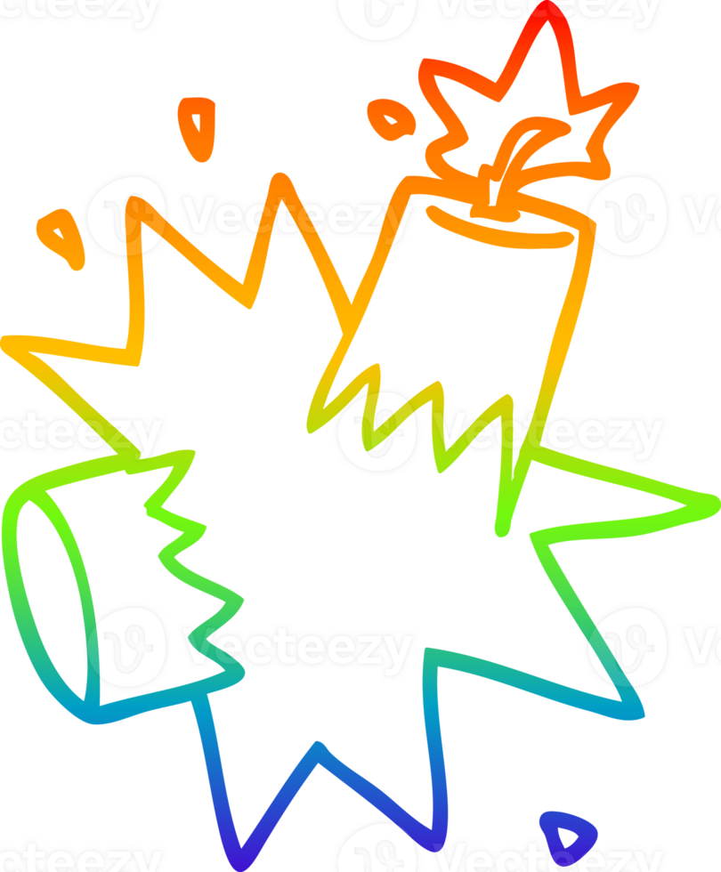 rainbow gradient line drawing of a cartoon dynamite png