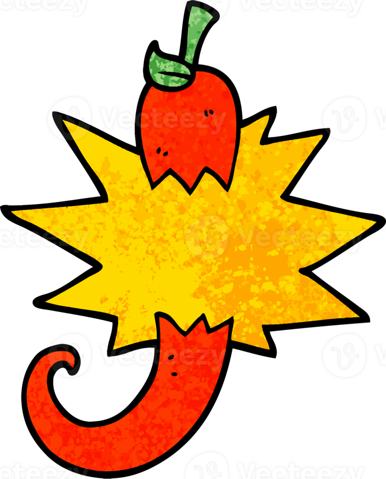 grunge textured illustration cartoon red hot chili png