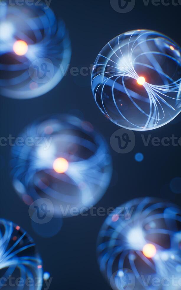 Physics quantum and scientific background, 3d rendering. photo