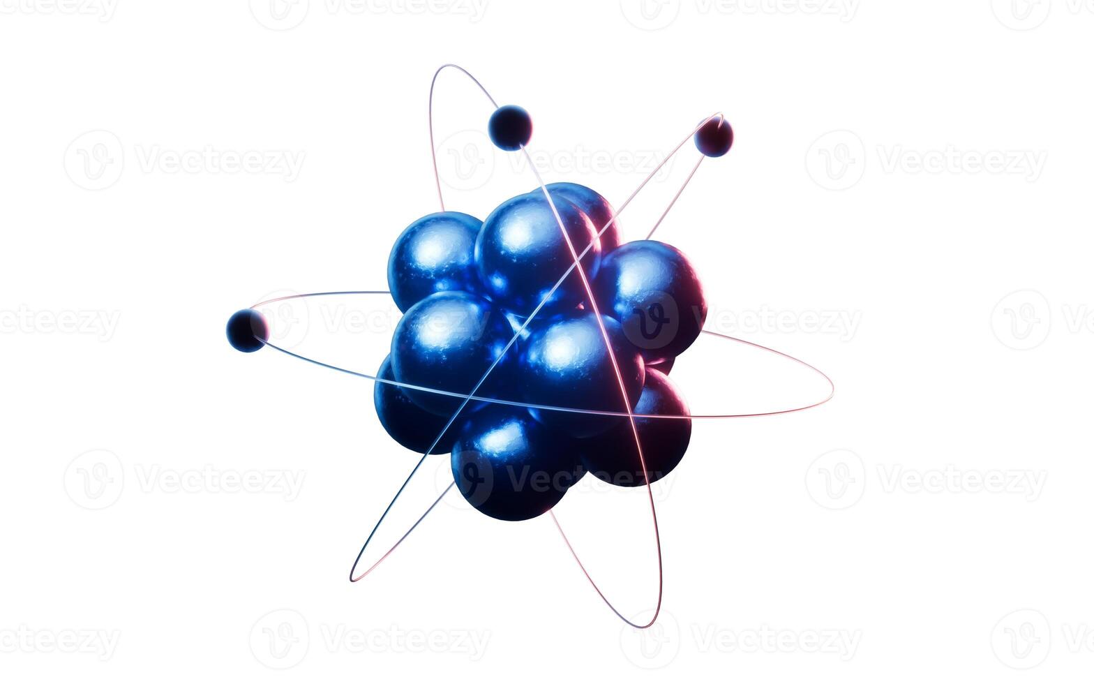 Isolated physics atom structure, 3d rendering. photo