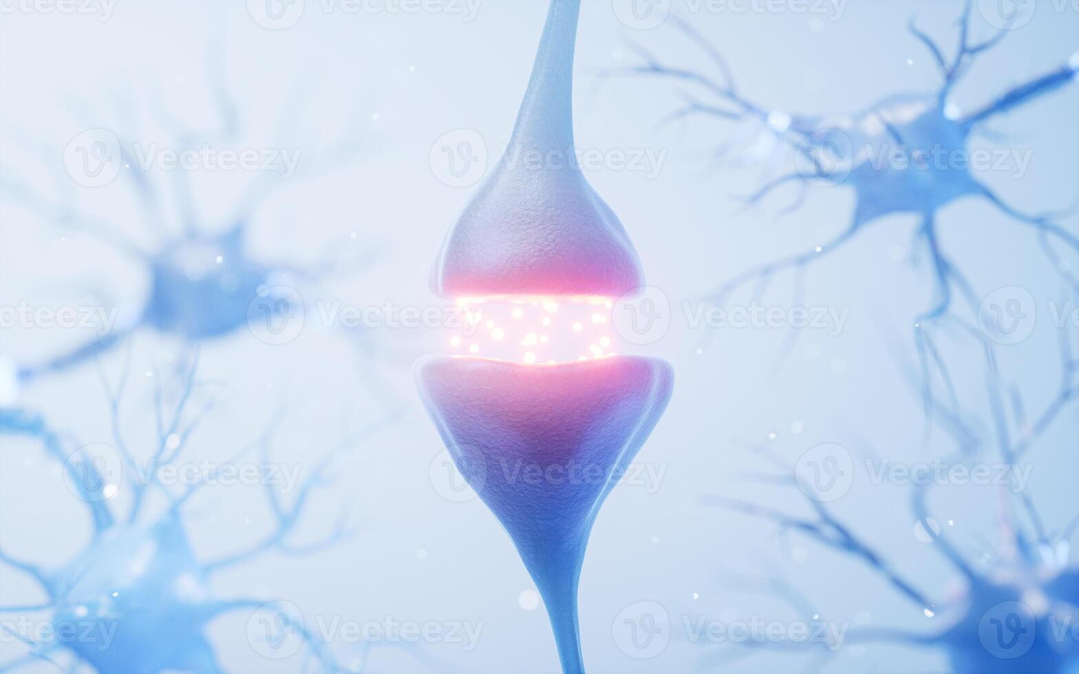 Biology nerve cell with biomedicine concept, 3d rendering. photo