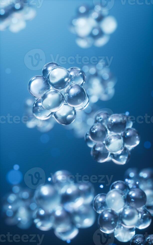 Physics atom with dark blue background, 3d rendering. photo