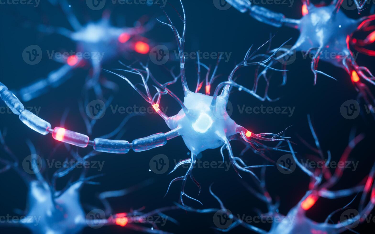 Biology nerve cell with biomedicine concept, 3d rendering. photo