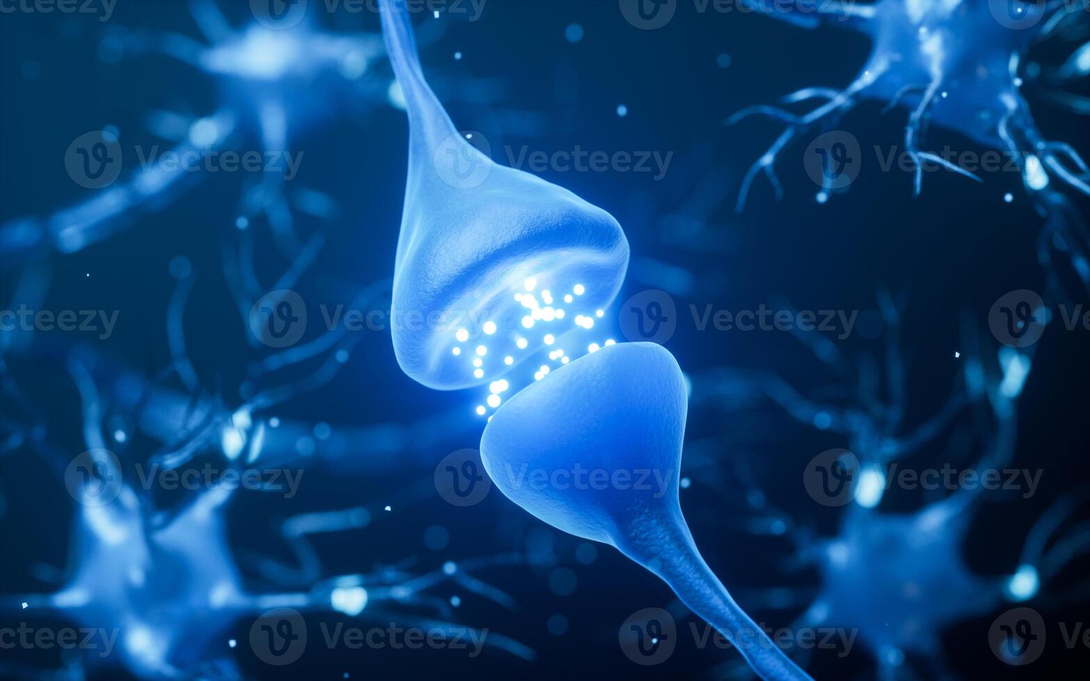 Biology nerve cell with biomedicine concept, 3d rendering. photo