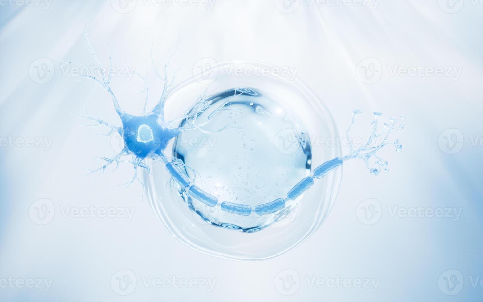 Biology nerve cell with biomedicine concept, 3d rendering. photo