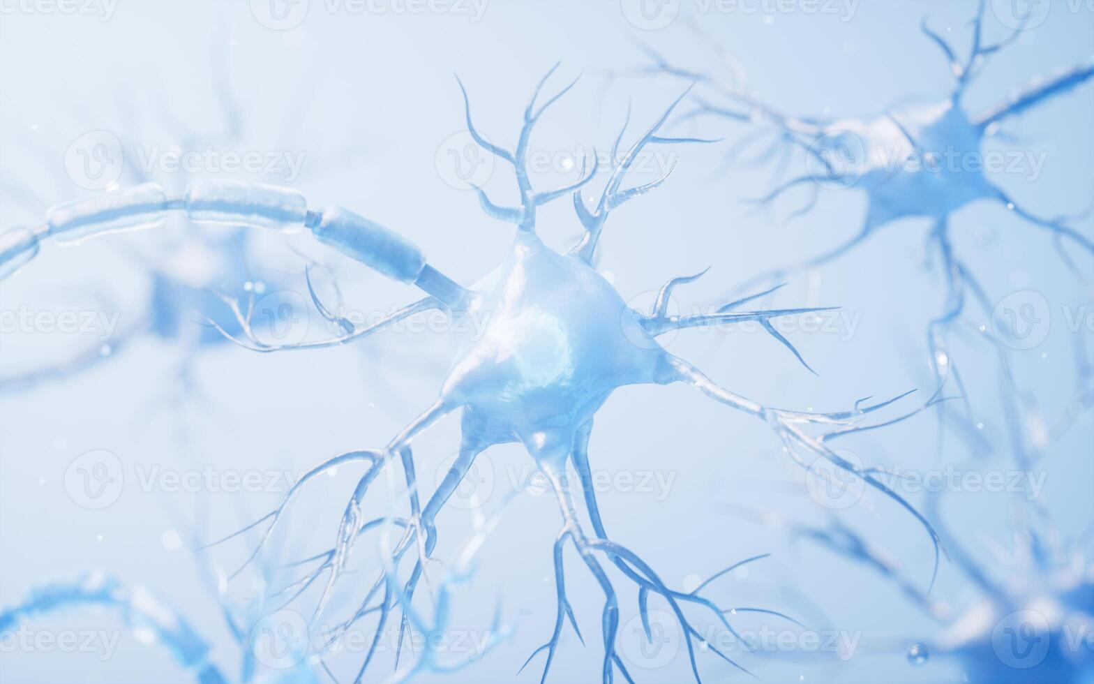 Biology nerve cell with biomedicine concept, 3d rendering. photo