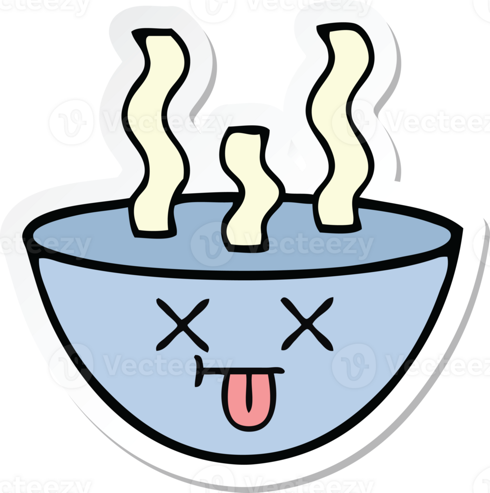 sticker of a cute cartoon bowl of hot soup png