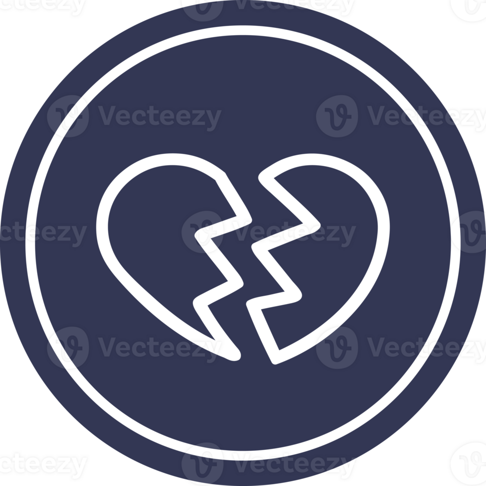 roto corazón circular icono símbolo png