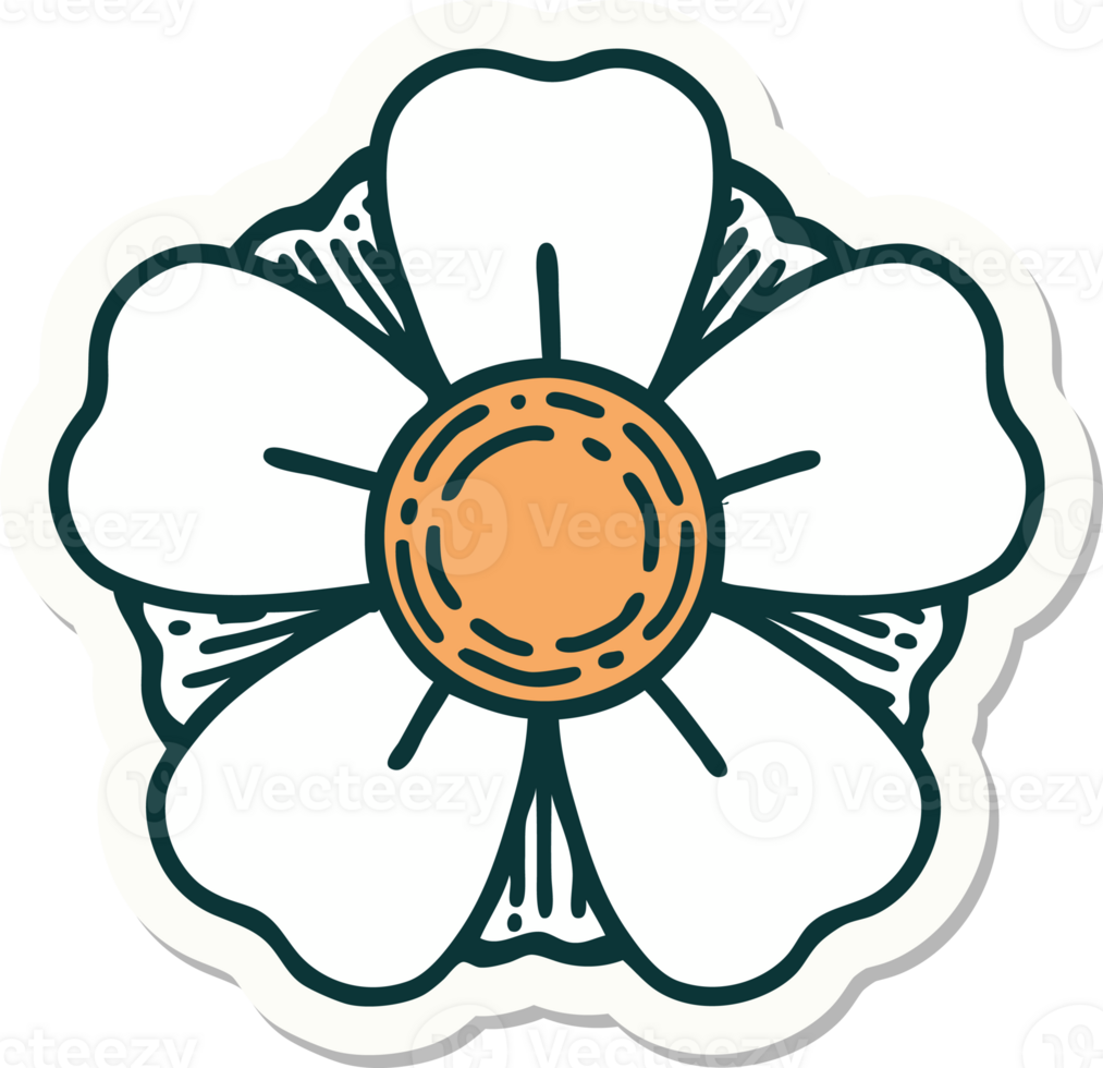sticker of tattoo in traditional style of a flower png