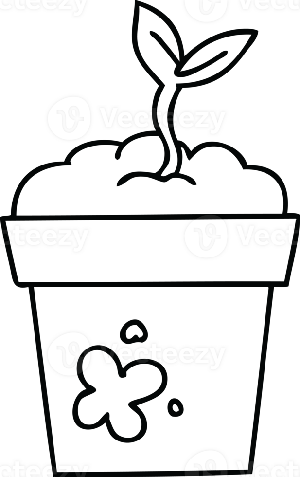 line drawing quirky cartoon seedling png