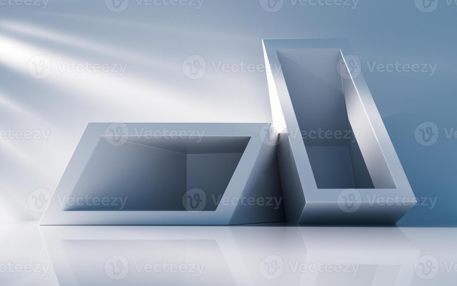 Empty building structure with geometric structure, 3d rendering. photo