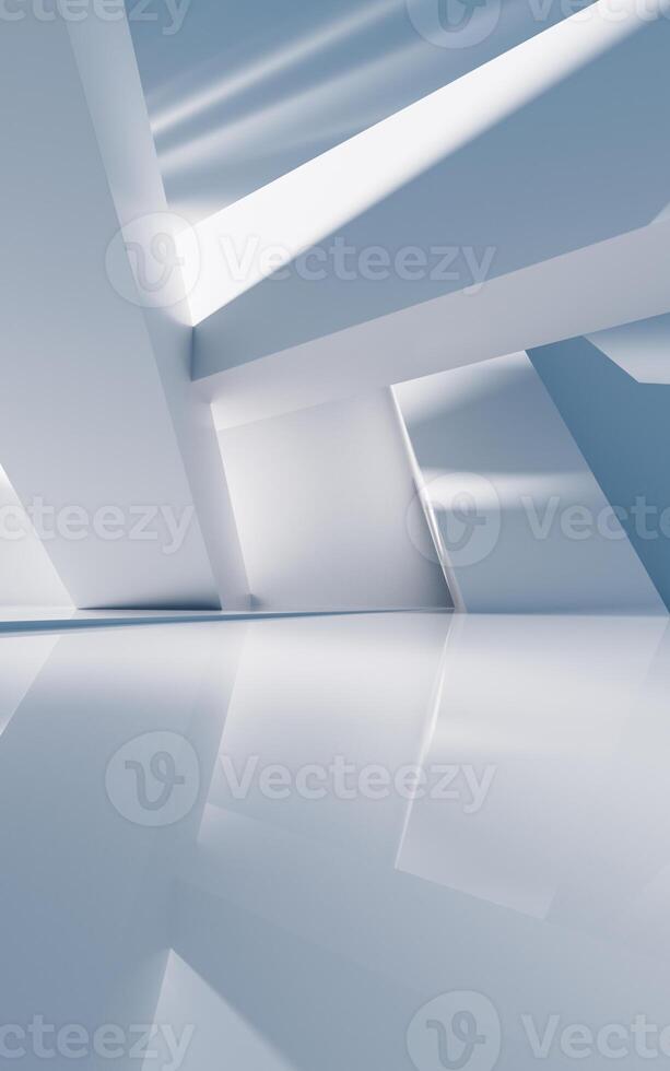 Empty building structure with geometric structure, 3d rendering. photo