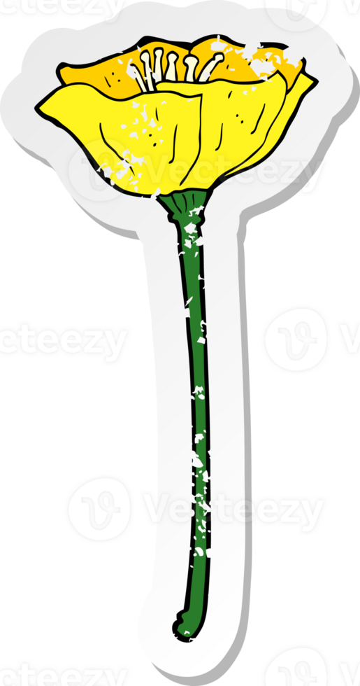 retro distressed sticker of a cartoon flower png