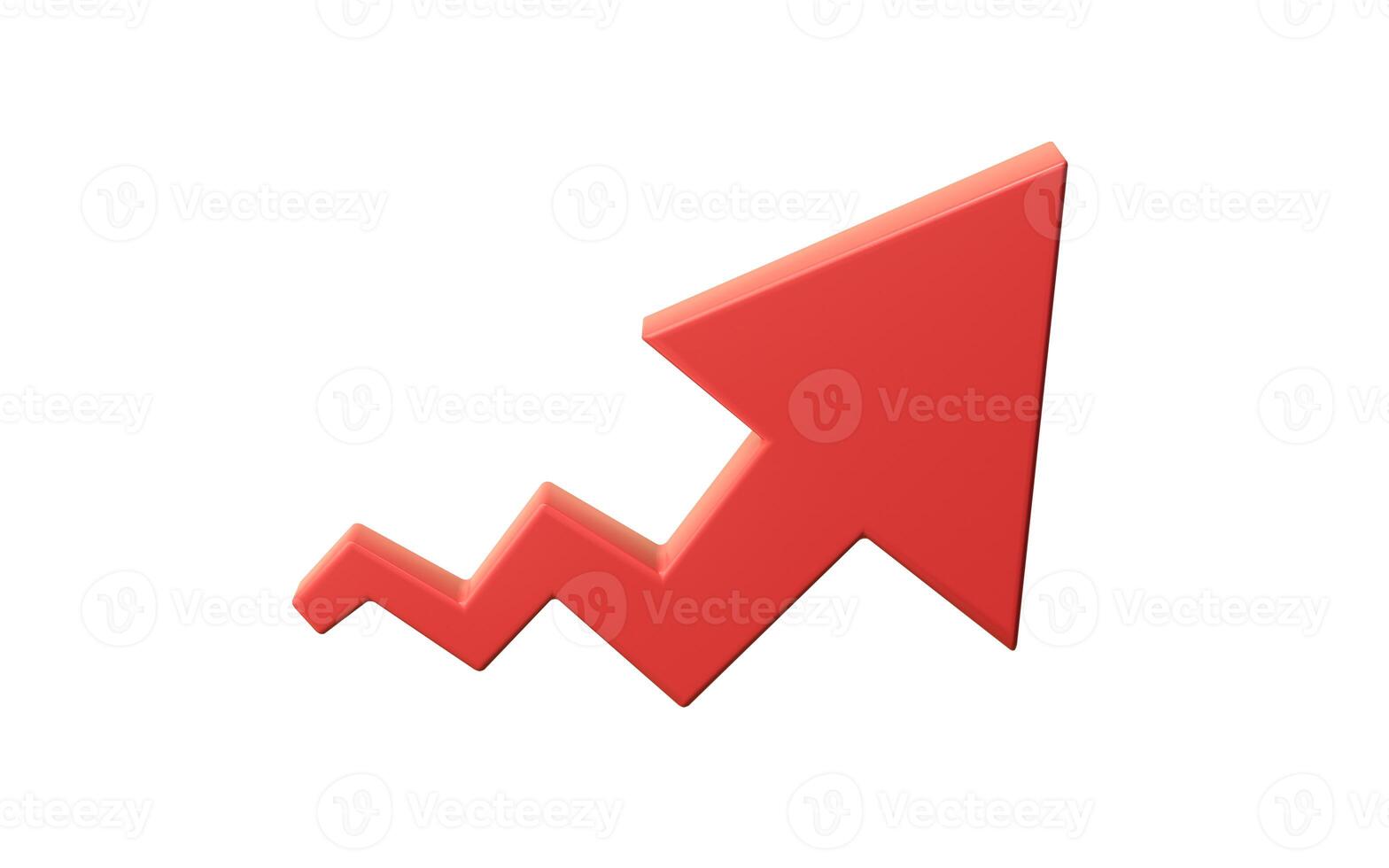 Isolated red arrow shape, 3d rendering. photo