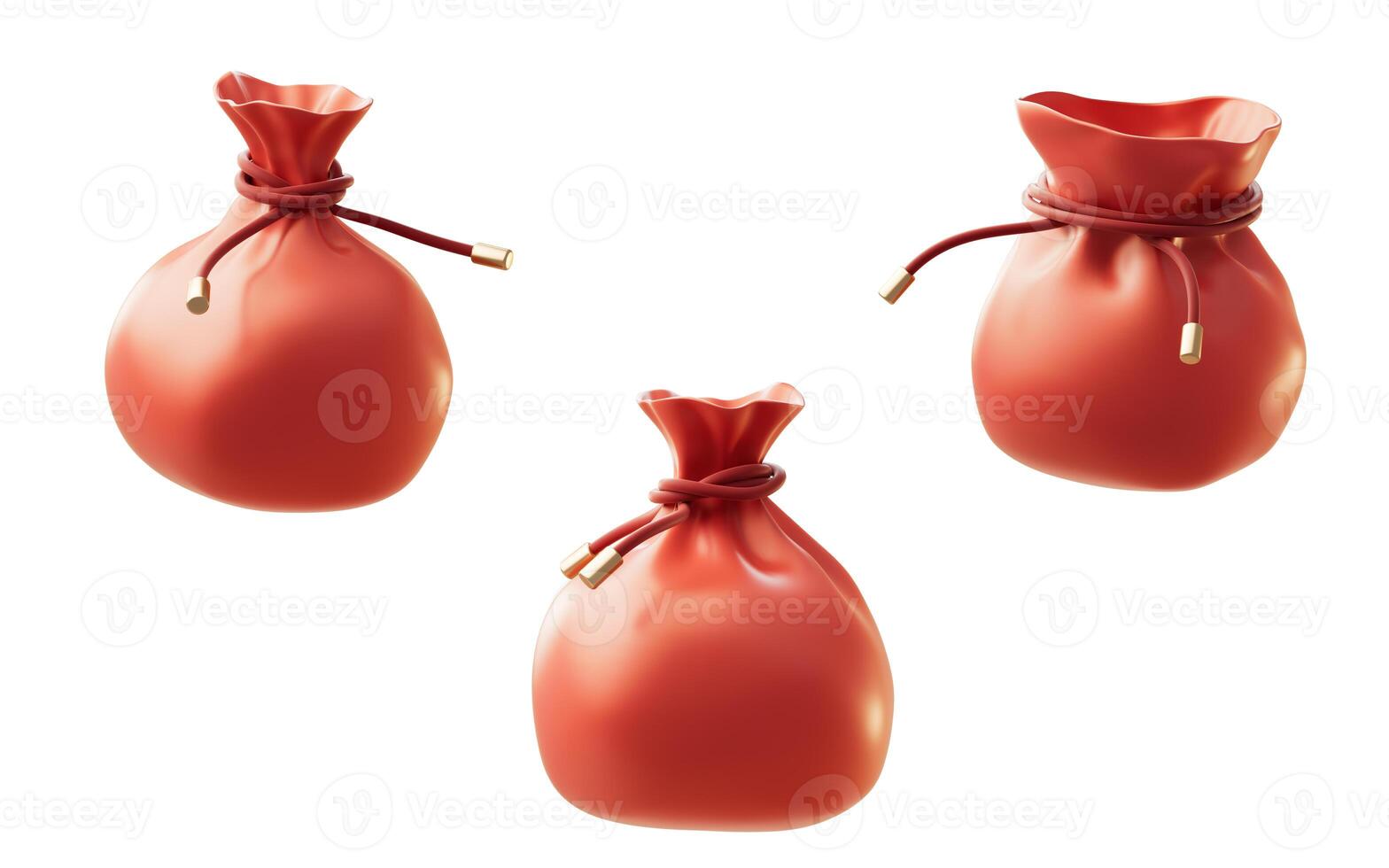 Red cartoon bag with different angles, 3d rendering. photo
