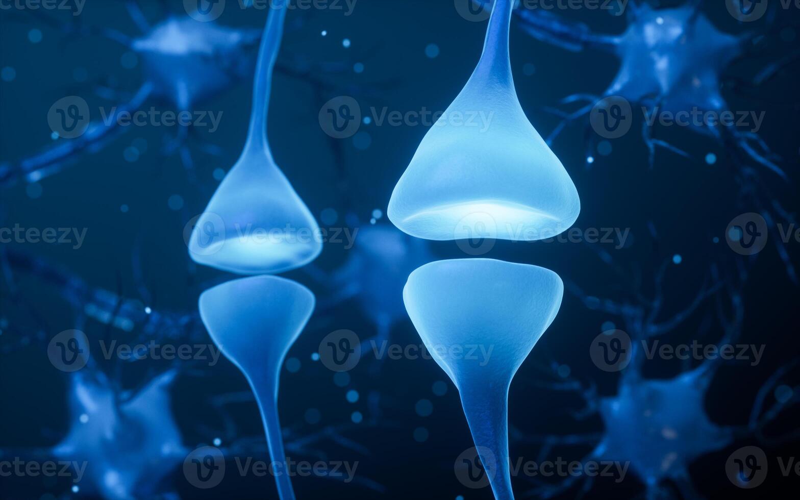 Biology nerve cell with biomedicine concept, 3d rendering. photo
