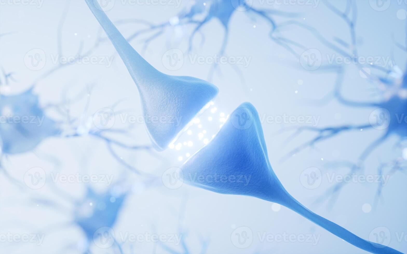 Biology nerve cell with biomedicine concept, 3d rendering. photo