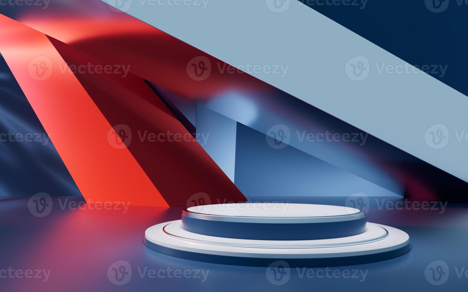 Product stage and abstract geometric interior structure, 3d rendering. photo