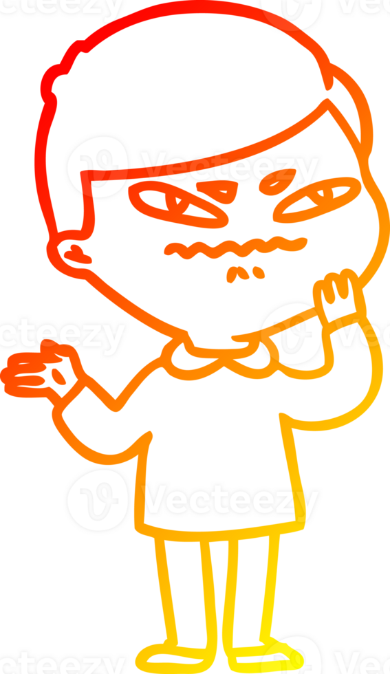 warm gradient line drawing of a cartoon angry man png