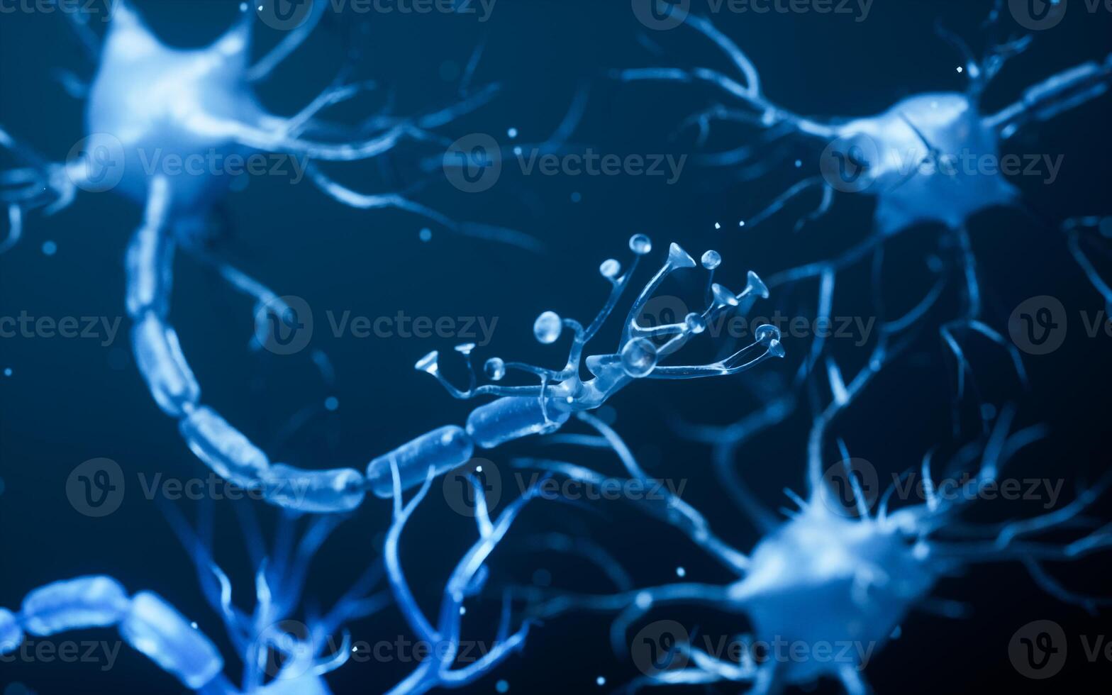 Biology nerve cell with biomedicine concept, 3d rendering. photo