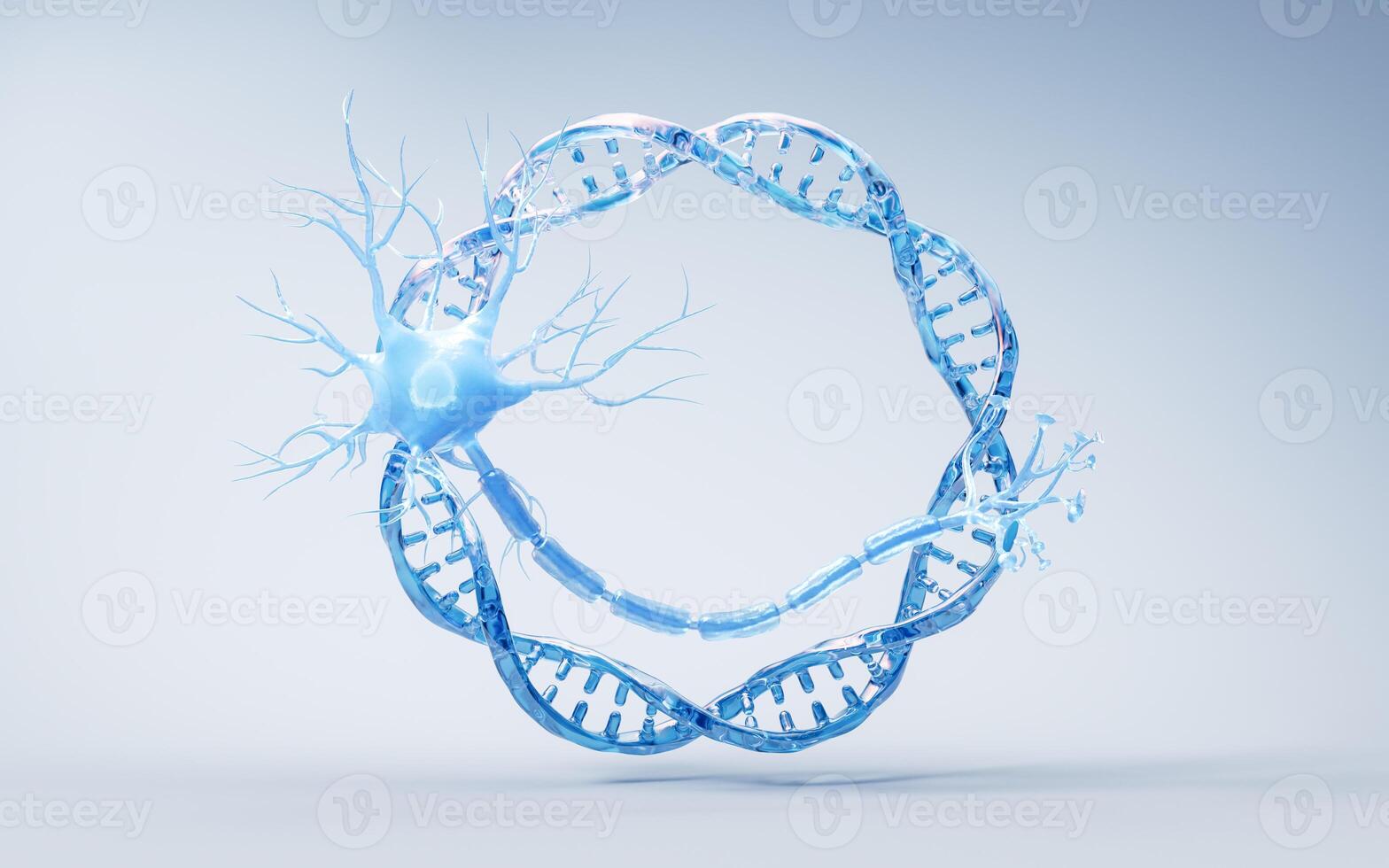 Biology nerve cell with biomedicine concept, 3d rendering. photo