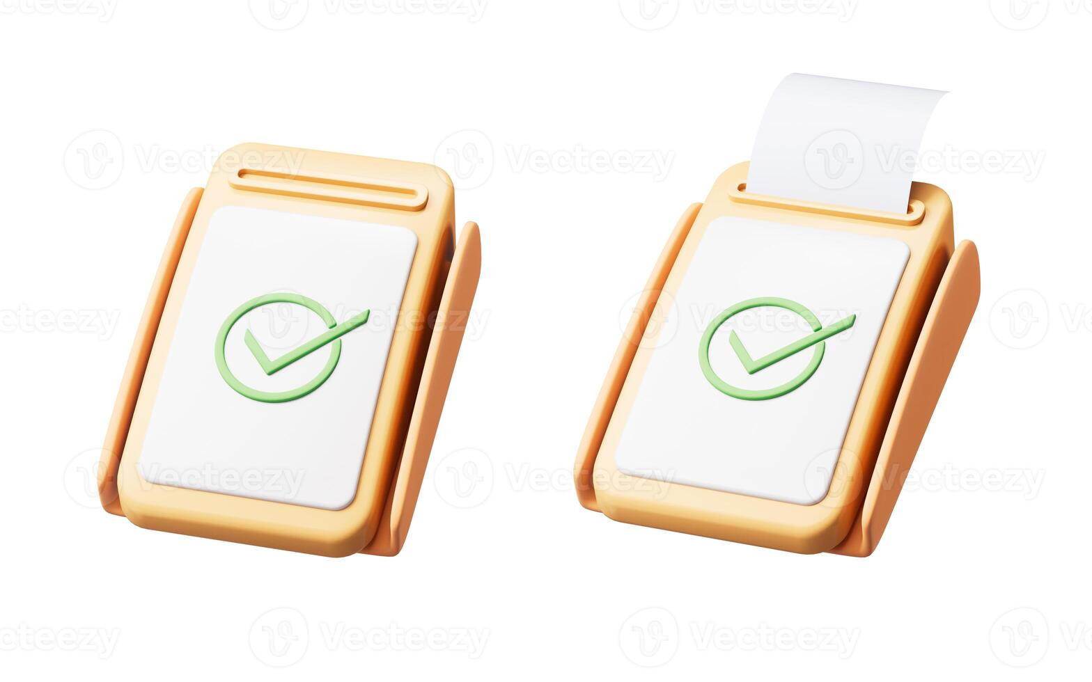 Isolated cartoon style POS machine, 3d rendering. photo