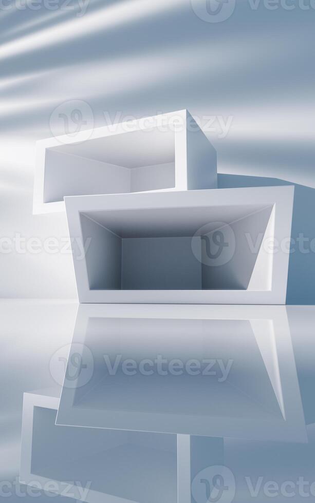 Empty building structure with geometric structure, 3d rendering. photo