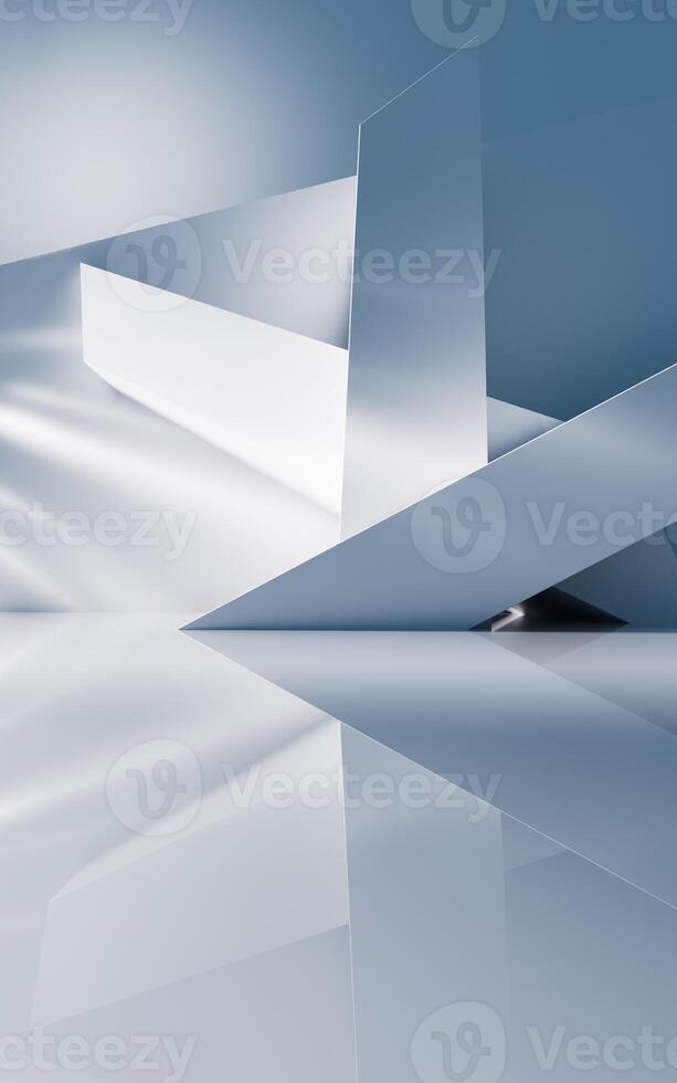 Empty building structure with geometric structure, 3d rendering. photo
