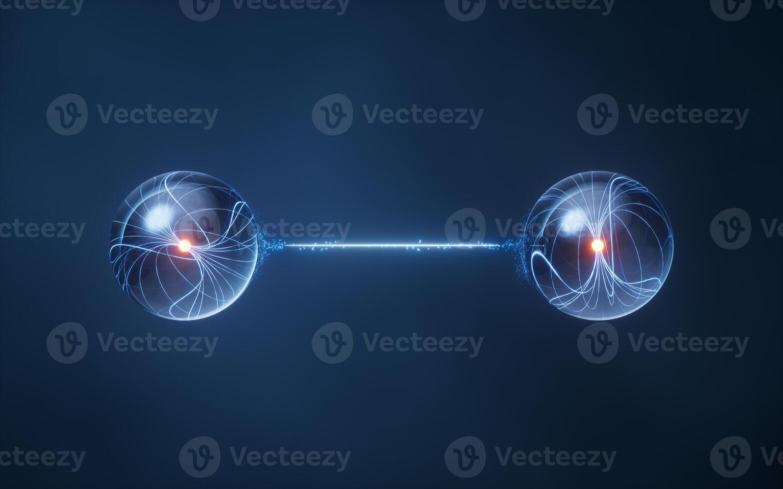 Physics quantum and quantum entanglement, 3d rendering. photo