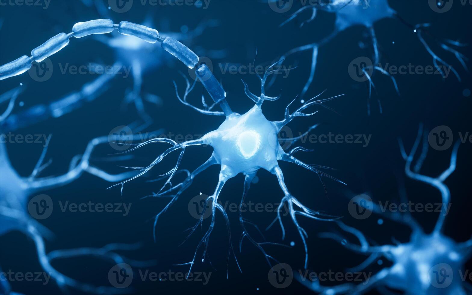 Biology nerve cell with biomedicine concept, 3d rendering. photo