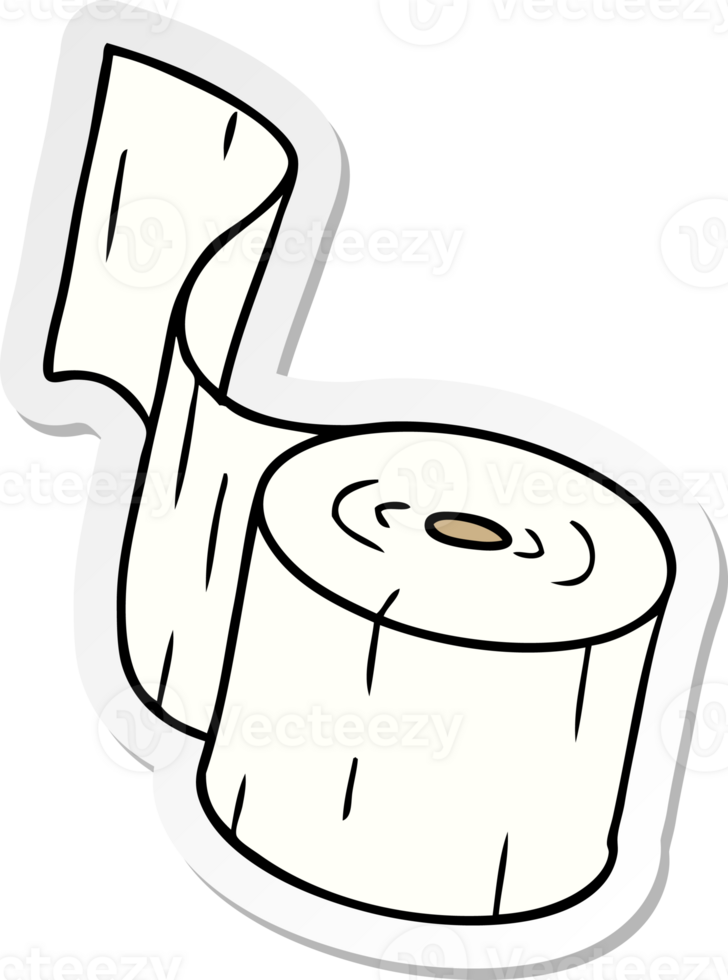 hand drawn sticker cartoon doodle of a toilet roll png