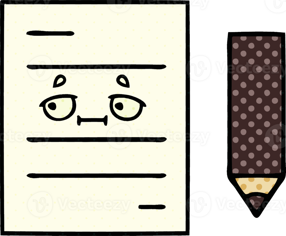 comic book style cartoon of a test paper png