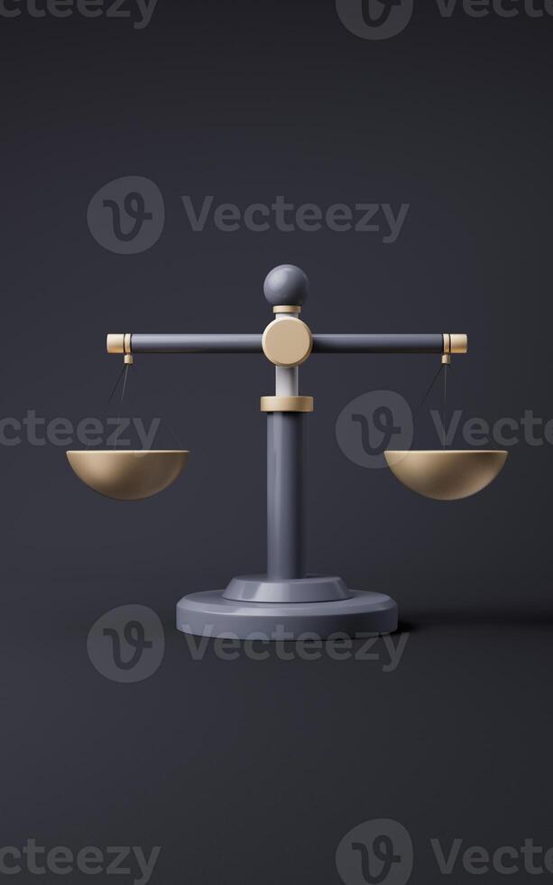 Judgment balance scale with equity concept, 3d rendering. photo