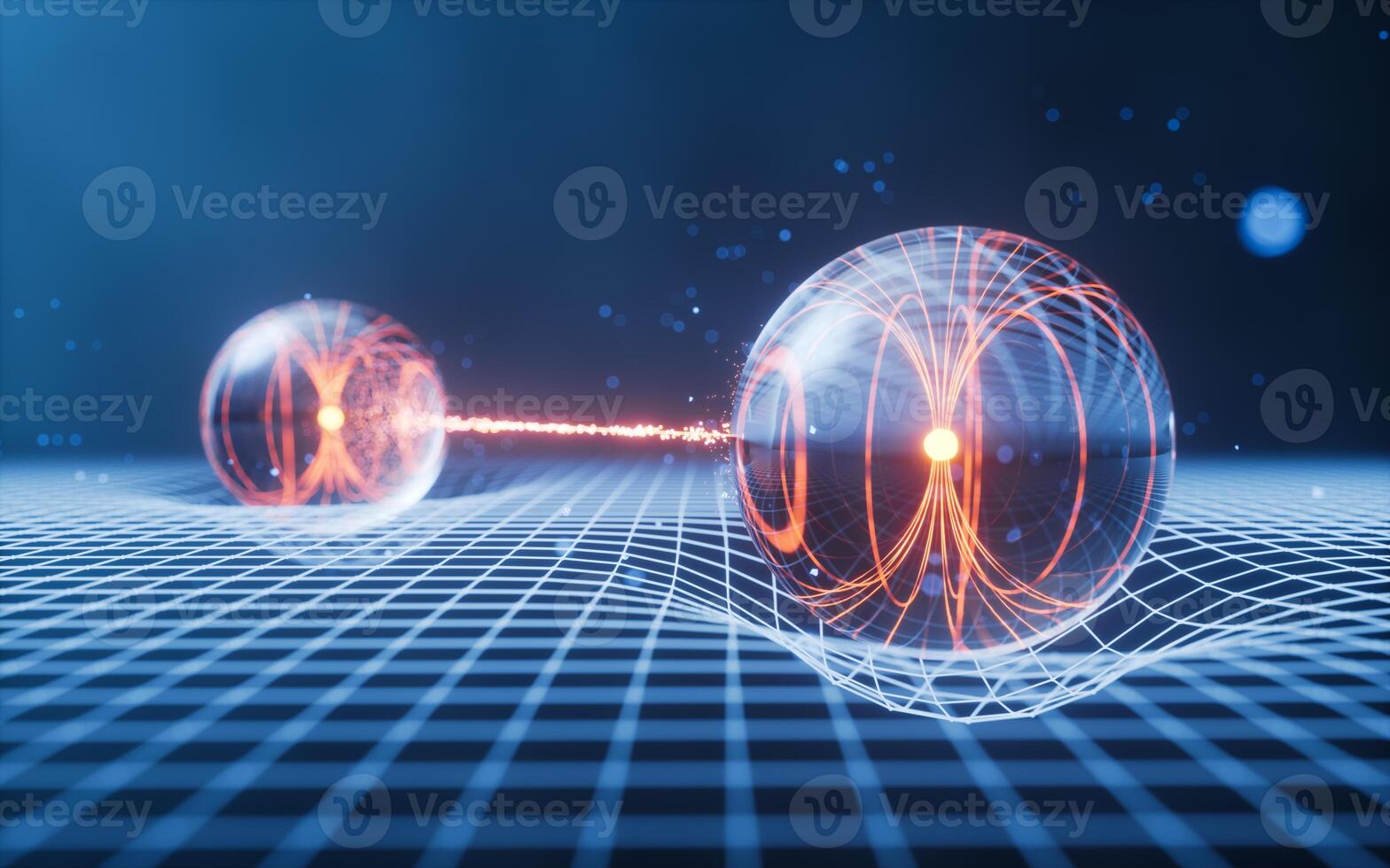 Physics quantum and quantum entanglement, 3d rendering. photo