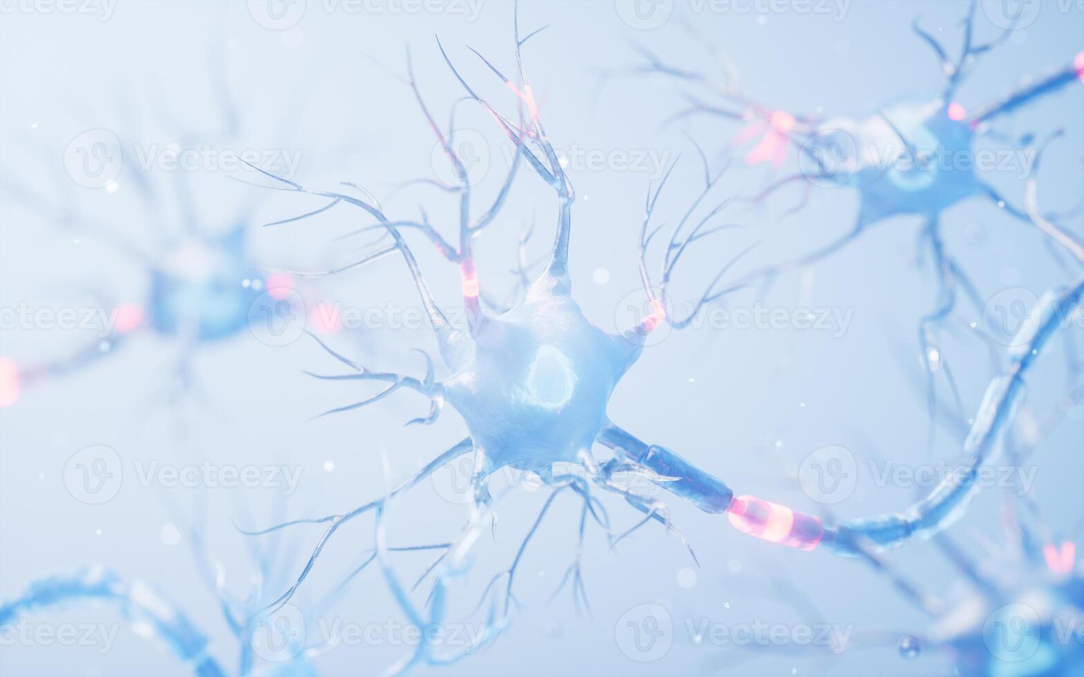 Biology nerve cell with biomedicine concept, 3d rendering. photo