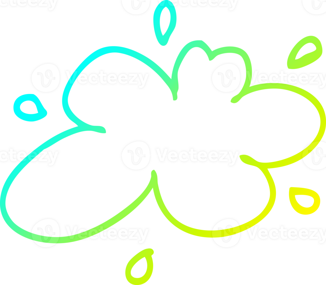 cold gradient line drawing of a cartoon water splash png