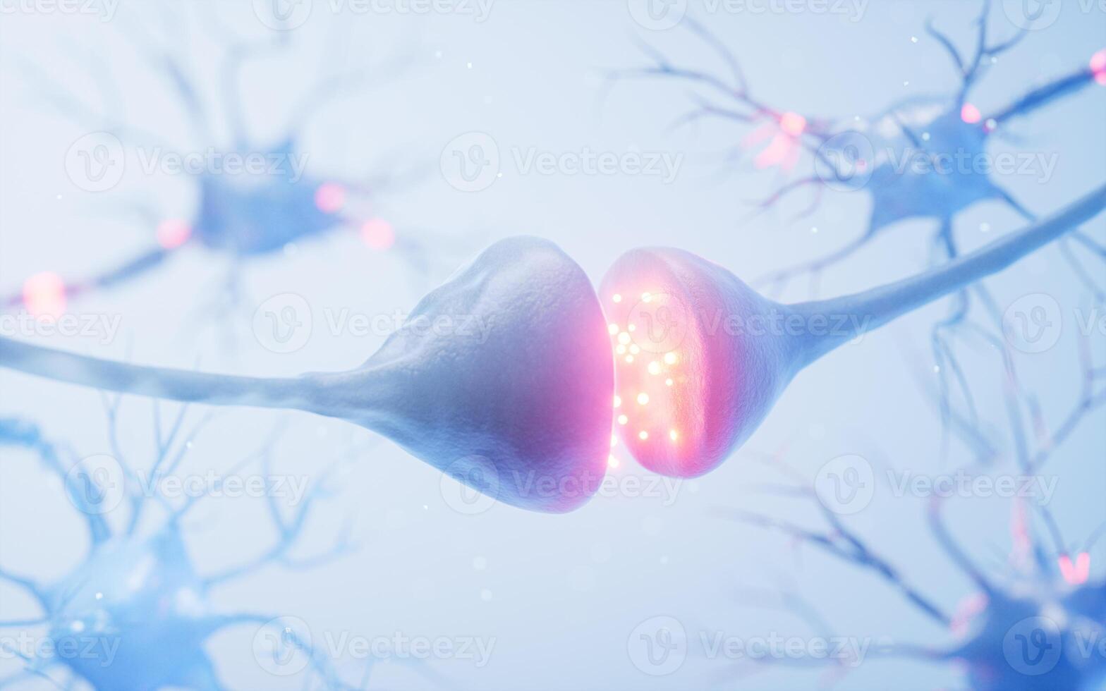 Biology nerve cell with biomedicine concept, 3d rendering. photo