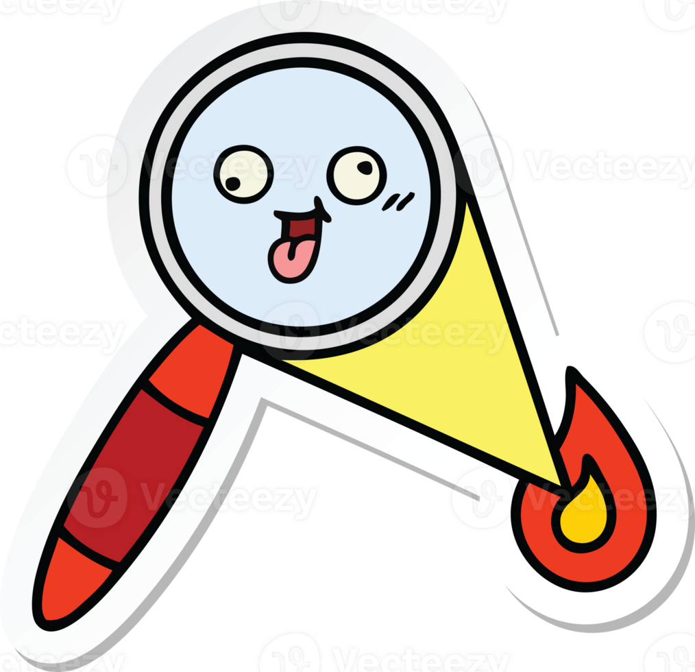 sticker of a cute cartoon magnifying glass png