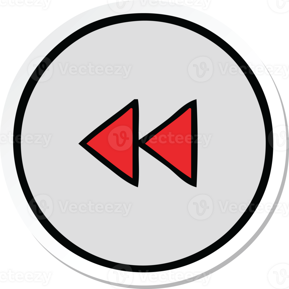 sticker of a cute cartoon rewind button png