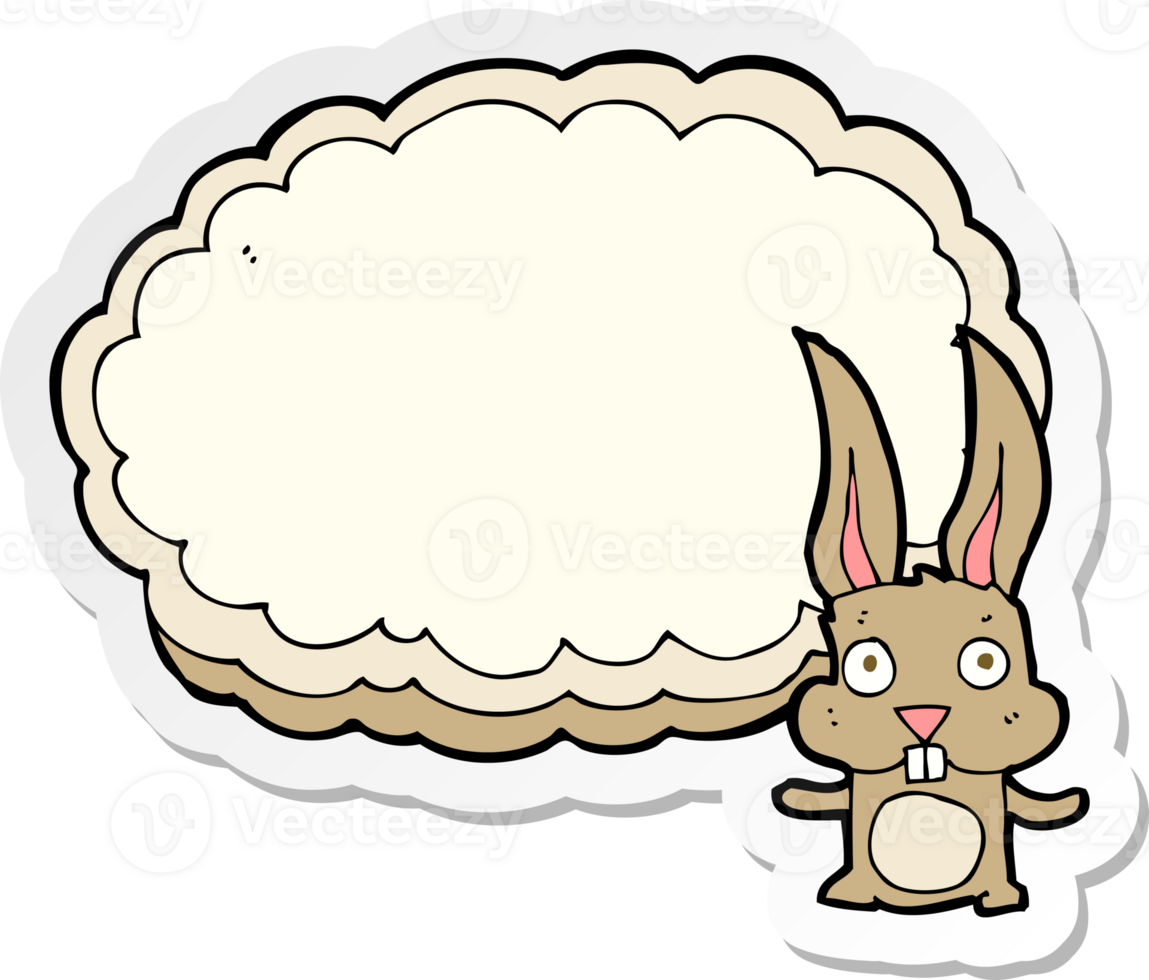 sticker of a cartoon rabbit with text space cloud png