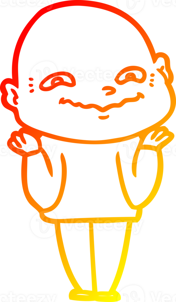 warm gradient line drawing of a cartoon creepy guy png