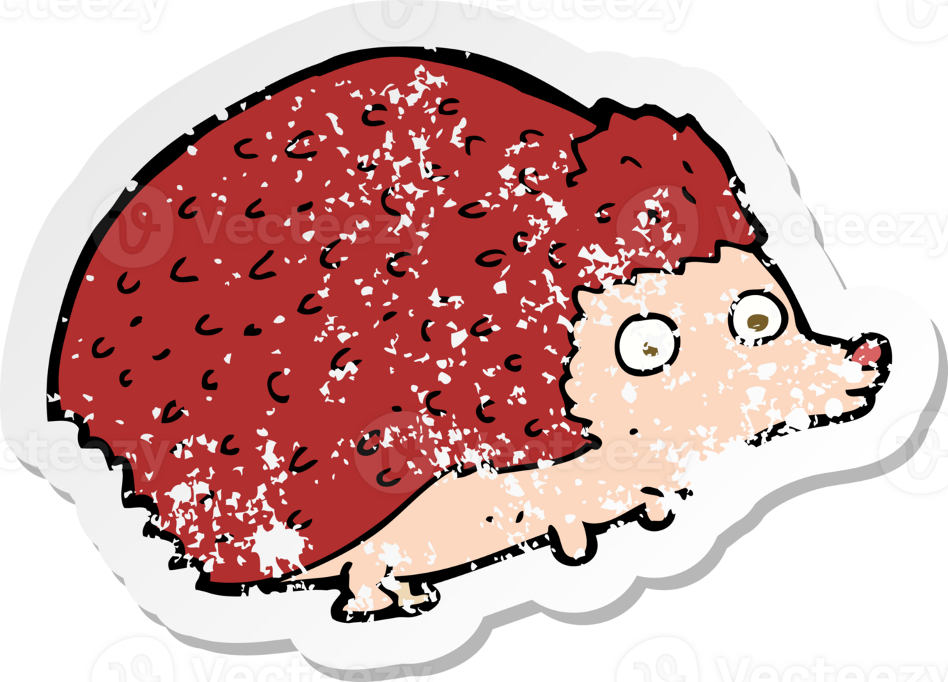 retro distressed sticker of a cartoon hedgehog png