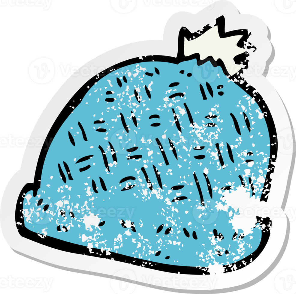 retro distressed sticker of a cartoon winter hat png